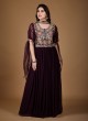 Georgette Readymade Designer Anarkali Suit in Wine