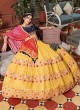 Yellow And Navy Blue Choli Suit With Contrast Dupatta