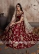 Maroon Velvet Silk Lehenga Set