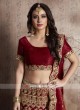 Maroon Velvet Silk Lehenga Set