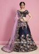 Navy Blue Flower Work Lehenga