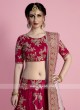 Velvet Silk Flower Embroidered Lehenga Choli