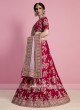 Velvet Silk Flower Embroidered Lehenga Choli