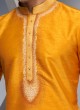 Designer Mustard Yellow Embroidered Kurta Pajama