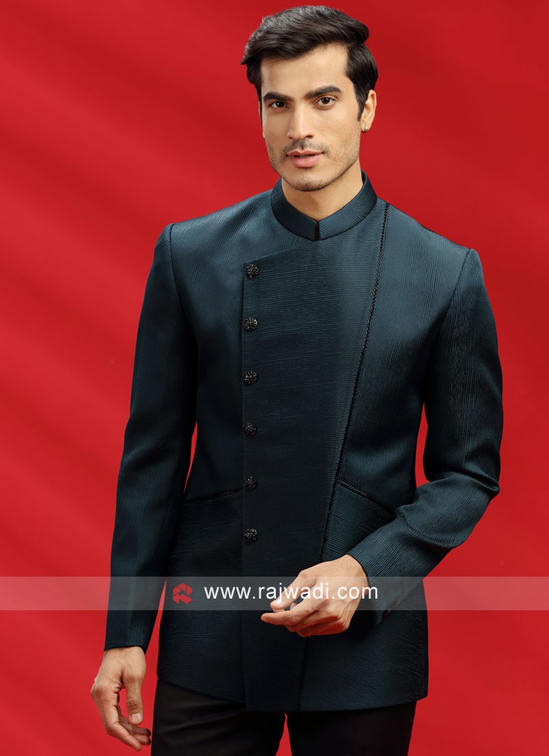 Designer Embroidered Green Jodhpuri Suit