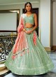 Pista Green Chiffon Lehenga Choli With Sequins Work