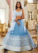 Chiffon Sequins Work A Line Lehenga Choli In Teal Blue Color