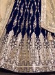 Navy Blue Sequins Wedding Lehenga Choli With Dupatta