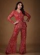 Ethnic Red Georgette Printed Palazzo Suit