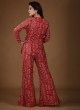 Ethnic Red Georgette Printed Palazzo Suit