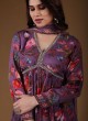 Purple Chiffon Sharara Suit With Floral Print