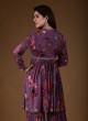 Purple Chiffon Sharara Suit With Floral Print