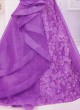 Wedding Wear Floral Patch Work Purple Gown