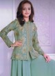 Light Sea Green Embroidered Palazzo Style Suit