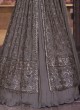 Sequins Embroidered Grey Kurta And Lehenga Set With Dupatta