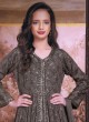 Sequins Embroidered Grey Kurta And Lehenga Set With Dupatta