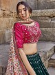 Sequins Work Lehenga Choli In Bottle Green