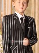 Boys Striped Black Suit