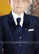 Boys Navy Blue Striped Suit