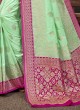 Wedding Wear Pista Green Color Saree