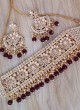 Gold Chokar Necklace Set With Pearl Drop Fringes