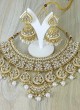 Wedding Wear White And Gold Necklace Set