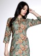 Pista Green Floral Printed Cotton silk Kurti