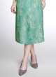 Sea Green Printed Kurti With Thread Work