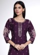 Purple Color Printed Cotton Silk Kurti