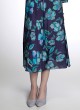 Navy Blue A-Line Kurti With Floral Print