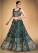 Sequins Embroidered Georgette A Line Green Lehenga Choli