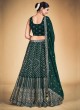 Sequins Embroidered Georgette A Line Green Lehenga Choli