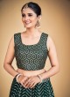 Sequins Embroidered Georgette A Line Green Lehenga Choli