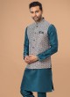 Stylish Art Silk Rama Green Nehru Jacket Set