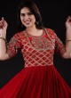 Red Bandhani Work Festive Anarkali Suit