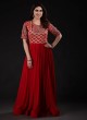 Red Bandhani Work Festive Anarkali Suit