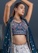 Exclusive Rama Blue Shaded Designer Silk Lehenga Choli For Wedding