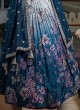 Exclusive Rama Blue Shaded Designer Silk Lehenga Choli For Wedding