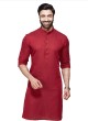 Solid Maroon Color Festive Wear Kurta Pajama