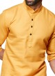 Simple Cotton Silk Kurta Pajama In Yellow Color