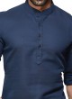 Navy Blue Cotton Silk Kurta Pajama