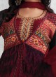 Shagufta Maroon And Black Sharara Suit With Jacket