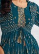 Shagufta Rama Blue Indowestern Sharara Suit With Jacket
