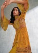 Shagufta Mustard Yellow Sharara Set With Flared Jacket