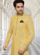 Lemon Yellow Color Indowestern In Raw Silk