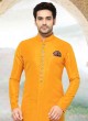 Mustard Yellow Color Indowestern In Raw Silk