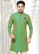 Green Color Indowestern In Raw Silk