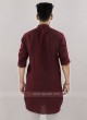 Linen Solid Maroon Kurta