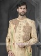 Stylish Cream Patch Work Sherwani