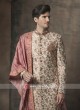 Brocade Silk Flower Print Sherwani With Stylish Dupatta